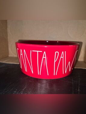 Rae Dunn Red Ceramic 'Santa Paw' Pet Bowl